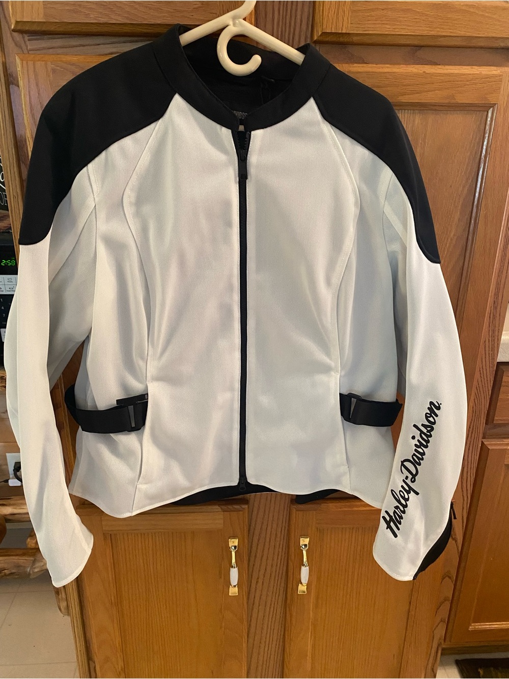 Harley-Davidson Women's White and Black Zip Front Riding Jacket